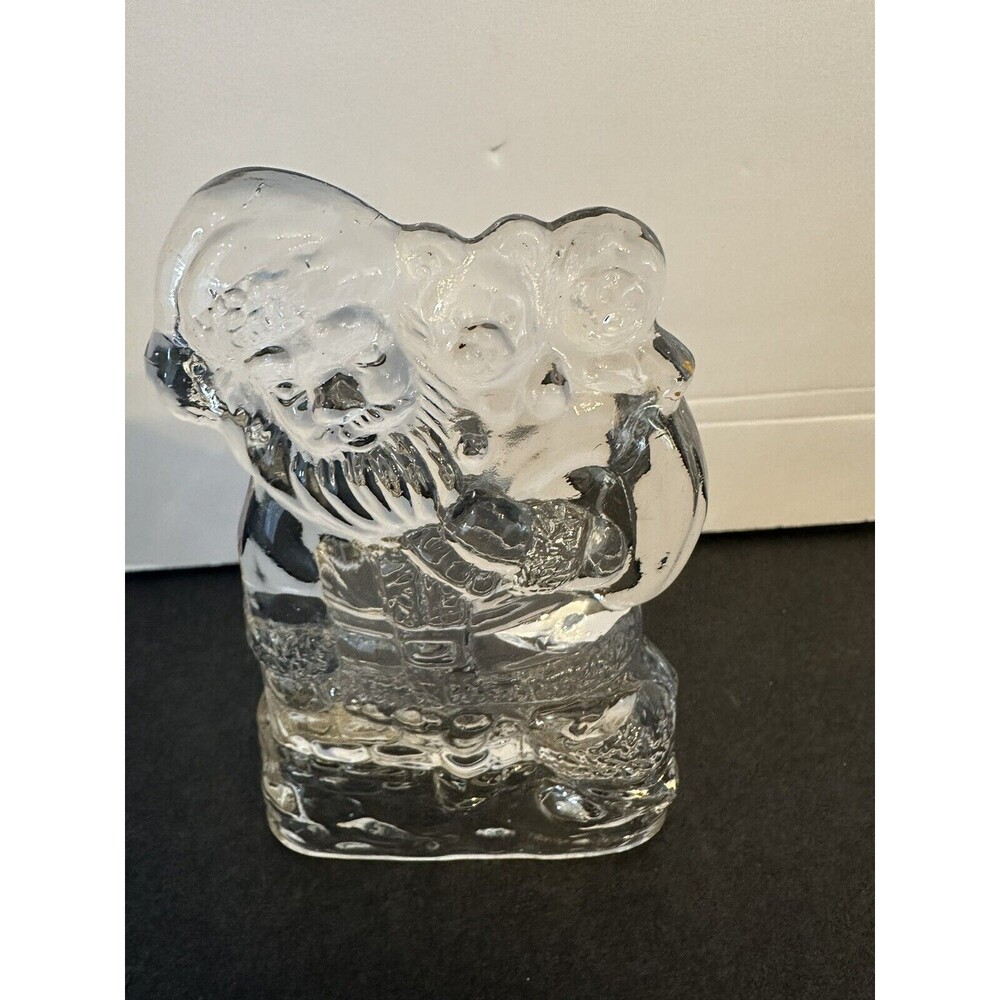Crystal Clear Crystal Santa Glass Candlestick Candle Holders Approx 5” Taiwan